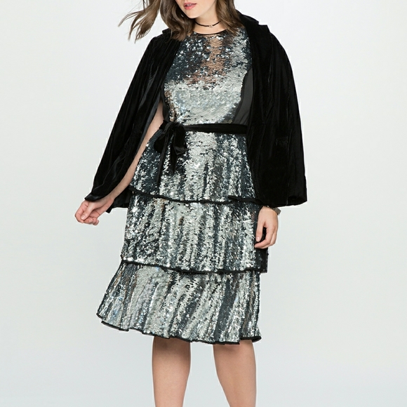 Eloquii Dresses & Skirts - Elloquii Sequin Layer Tee Dress, Size 18, EUC